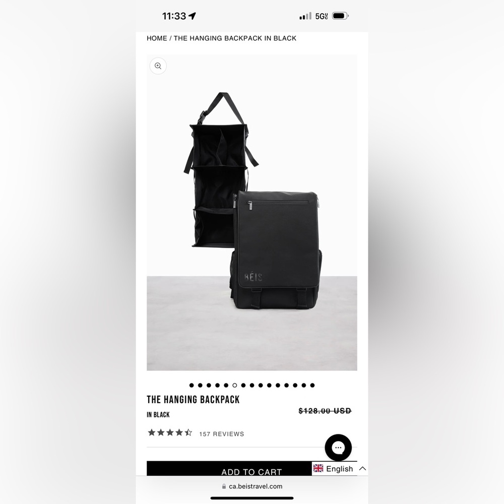 The Hanging Backpack in Black BEIS